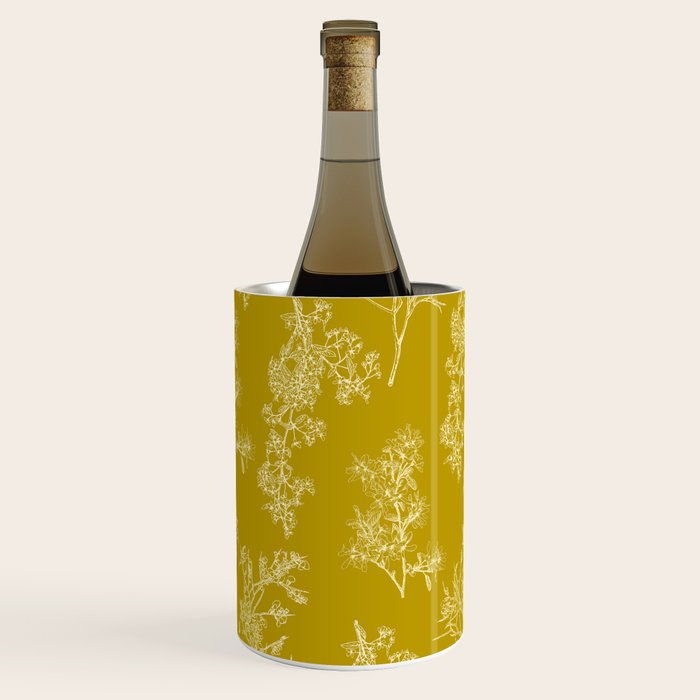 Botanical Cottage Pattern in Olive Chartreuse and Cream Wine Chiller Gallery Image 3