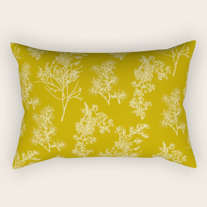 Botanical Cottage Pattern in Olive Chartreuse and Cream Rectangular Pillow Gallery Image 1