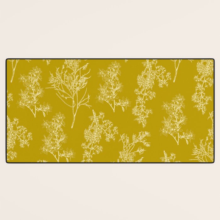 Botanical Cottage Pattern in Olive Chartreuse and Cream Desk Mat Gallery Image 3