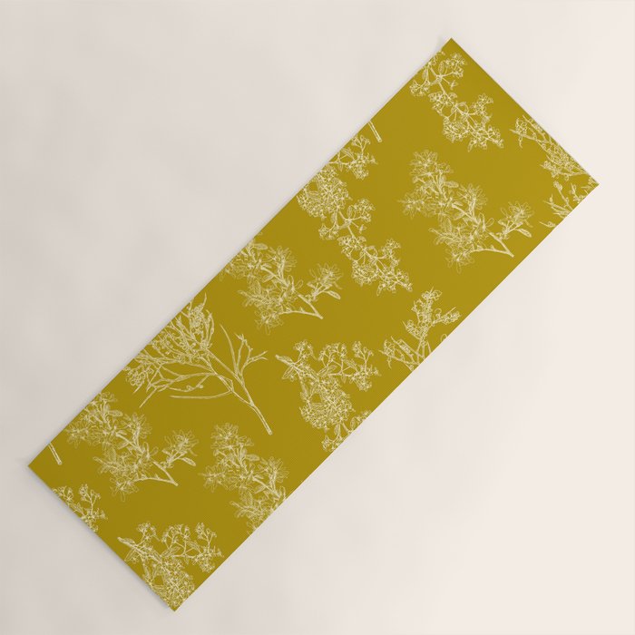 Botanical Cottage Pattern in Olive Chartreuse and Cream Yoga Mat Gallery Image 1