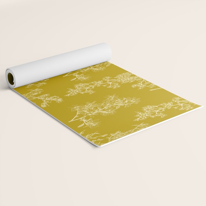 Botanical Cottage Pattern in Olive Chartreuse and Cream Yoga Mat Gallery Image 2