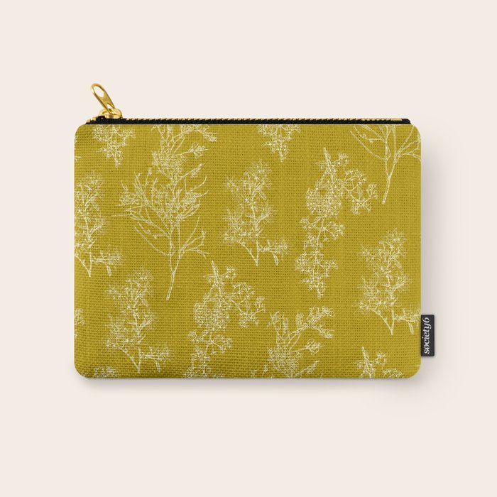 Botanical Cottage Pattern in Olive Chartreuse and Cream Carry All Pouch Gallery Image 1