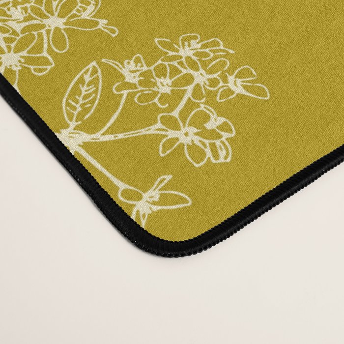 Botanical Cottage Pattern in Olive Chartreuse and Cream Desk Mat Gallery Image 4