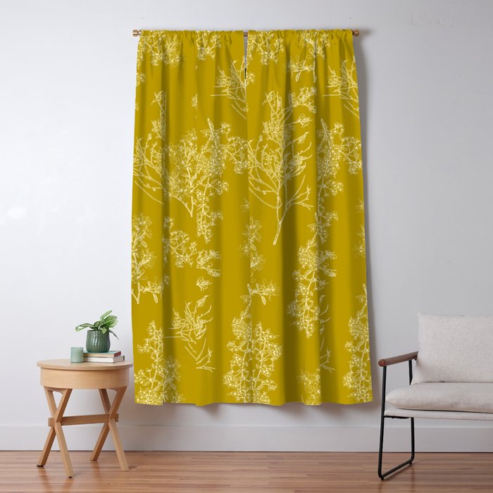 Botanical Cottage Pattern in Olive Chartreuse and Cream Window Curtain Gallery Image 5