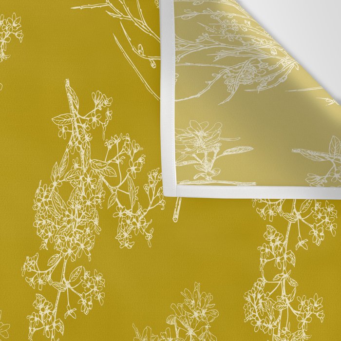 Botanical Cottage Pattern in Olive Chartreuse and Cream Wall Tapestry Gallery Image 3