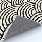 Black And Cream White Japanese Seigaiha Wave Rug Gallery Image 4