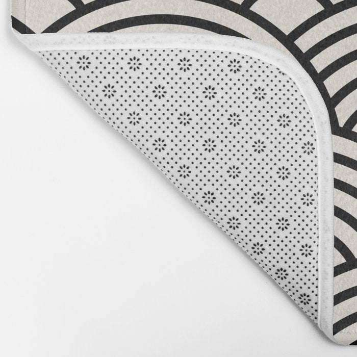 Black And Cream White Japanese Seigaiha Wave Bath Mat Gallery Image 2