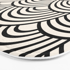 Black And Cream White Japanese Seigaiha Wave Bath Mat Gallery Image 3