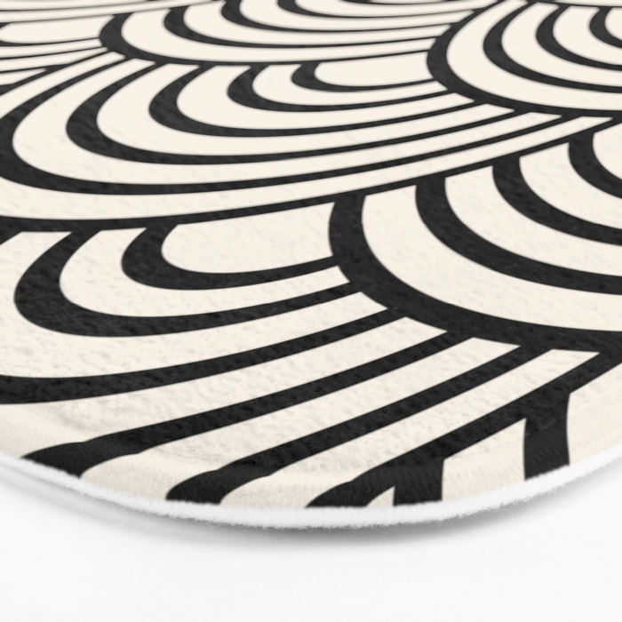 Black And Cream White Japanese Seigaiha Wave Bath Mat Gallery Image 3
