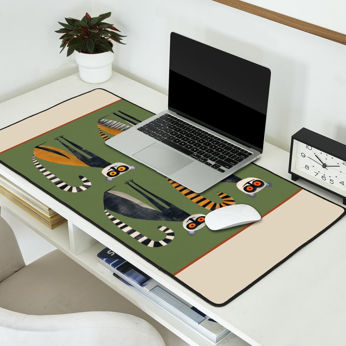 Striped Lemurs Desk Mat Gallery Image 2