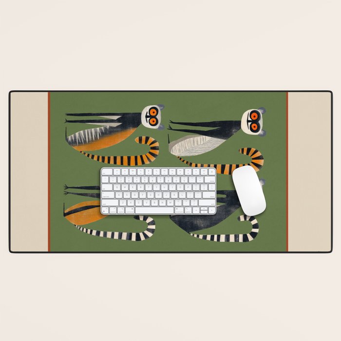 Striped Lemurs Desk Mat Gallery Image 1