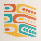Mid Century Modern Piquet Abstract Pattern in Orange, Mustard Yellow, Turquoise Teal, and Cream Wrapping Paper Gallery Image 3