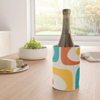 Mid Century Modern Piquet Abstract Pattern in Orange, Mustard Yellow, Turquoise Teal, and Cream Wine Chiller Gallery Image 4