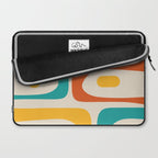 Mid Century Modern Piquet Abstract Pattern in Orange, Mustard Yellow, Turquoise Teal, and Cream Laptop Sleeve Gallery Image 2