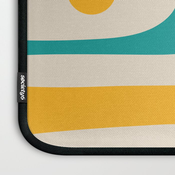 Mid Century Modern Piquet Abstract Pattern in Orange, Mustard Yellow, Turquoise Teal, and Cream Laptop Sleeve Gallery Image 3