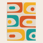 Mid Century Modern Piquet Abstract Pattern in Orange, Mustard Yellow, Turquoise Teal, and Cream Poster Gallery Image 4
