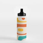 Mid Century Modern Piquet Abstract Pattern in Orange, Mustard Yellow, Turquoise Teal, and Cream Water Bottle Gallery Image 2