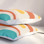 Mid Century Modern Piquet Abstract Pattern in Orange, Mustard Yellow, Turquoise Teal, and Cream Pillow Sham Gallery Image 3