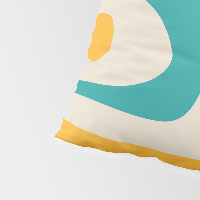 Mid Century Modern Piquet Abstract Pattern in Orange, Mustard Yellow, Turquoise Teal, and Cream Pillow Sham Gallery Image 4