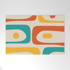 Mid Century Modern Piquet Abstract Pattern in Orange, Mustard Yellow, Turquoise Teal, and Cream Welcome Mat Gallery Image 1