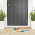 Mid Century Modern Piquet Abstract Pattern in Orange, Mustard Yellow, Turquoise Teal, and Cream Welcome Mat Gallery Image 3