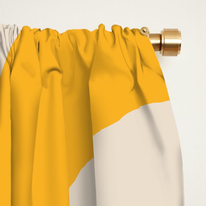 Mid Century Modern Piquet Abstract Pattern in Orange, Mustard Yellow, Turquoise Teal, and Cream Window Curtain Gallery Image 2