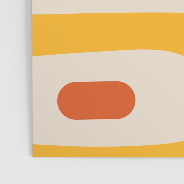 Mid Century Modern Piquet Abstract Pattern in Orange, Mustard Yellow, Turquoise Teal, and Cream Poster Gallery Image 3