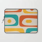 Mid Century Modern Piquet Abstract Pattern in Orange, Mustard Yellow, Turquoise Teal, and Cream Laptop Sleeve Gallery Image 1