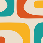 Mid Century Modern Piquet Abstract Pattern in Orange, Mustard Yellow, Turquoise Teal, and Cream Coffee Mug Gallery Image 2