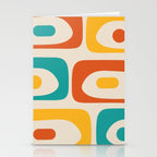 Mid Century Modern Piquet Abstract Pattern in Orange, Mustard Yellow, Turquoise Teal, and Cream Stationery Card Gallery Image 2