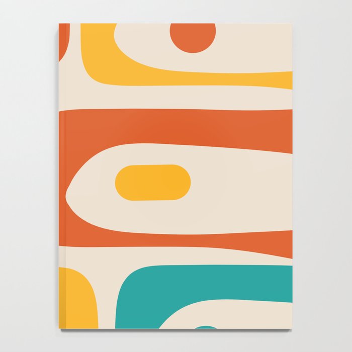 Mid Century Modern Piquet Abstract Pattern in Orange, Mustard Yellow, Turquoise Teal, and Cream Notebook Gallery Image 4