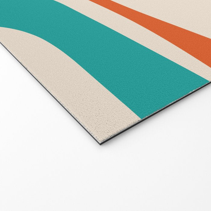 Mid Century Modern Piquet Abstract Pattern in Orange, Mustard Yellow, Turquoise Teal, and Cream Welcome Mat Gallery Image 2