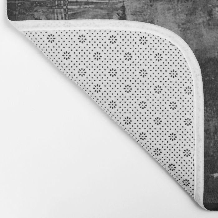 Crackled Gray - Black, white and gray, grey textured abstract Bath Mat Gallery Image 2