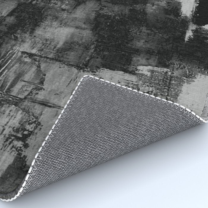 Crackled Gray - Black, white and gray, grey textured abstract Rug Gallery Image 4