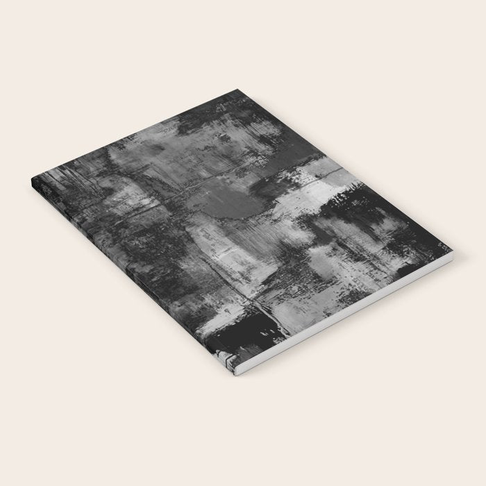 Crackled Gray - Black, white and gray, grey textured abstract Notebook Gallery Image 2