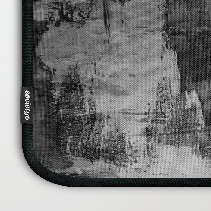 Crackled Gray - Black, white and gray, grey textured abstract Laptop Sleeve Gallery Image 3