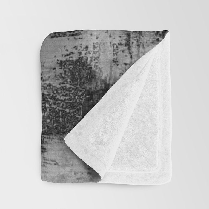 Crackled Gray - Black, white and gray, grey textured abstract Throw Blanket Gallery Image 3
