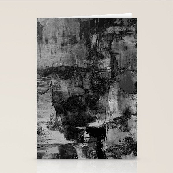 Crackled Gray - Black, white and gray, grey textured abstract Stationery Card Gallery Image 2