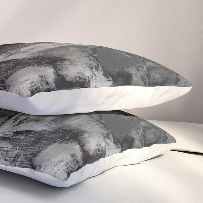Crackled Gray - Black, white and gray, grey textured abstract Pillow Sham Gallery Image 3