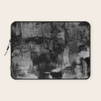 Crackled Gray - Black, white and gray, grey textured abstract Laptop Sleeve Gallery Image 1