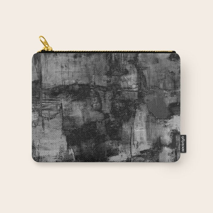 Crackled Gray - Black, white and gray, grey textured abstract Carry All Pouch Gallery Image 1