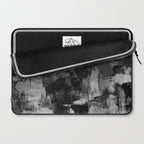 Crackled Gray - Black, white and gray, grey textured abstract Laptop Sleeve Gallery Image 2