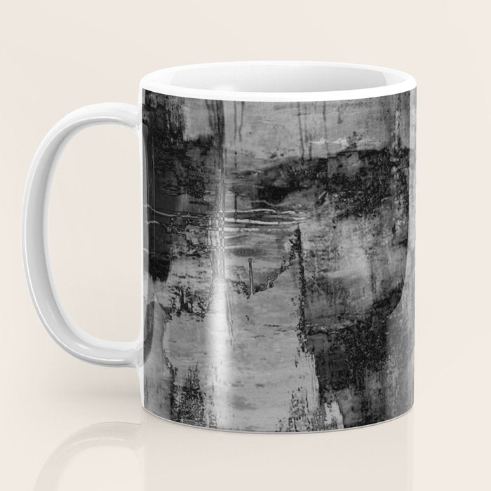 Crackled Gray - Black, white and gray, grey textured abstract Coffee Mug Gallery Image 3