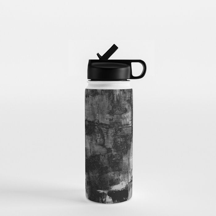 Crackled Gray - Black, white and gray, grey textured abstract Water Bottle Gallery Image 1