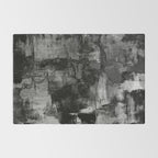 Crackled Gray - Black, white and gray, grey textured abstract Rug Gallery Image 2