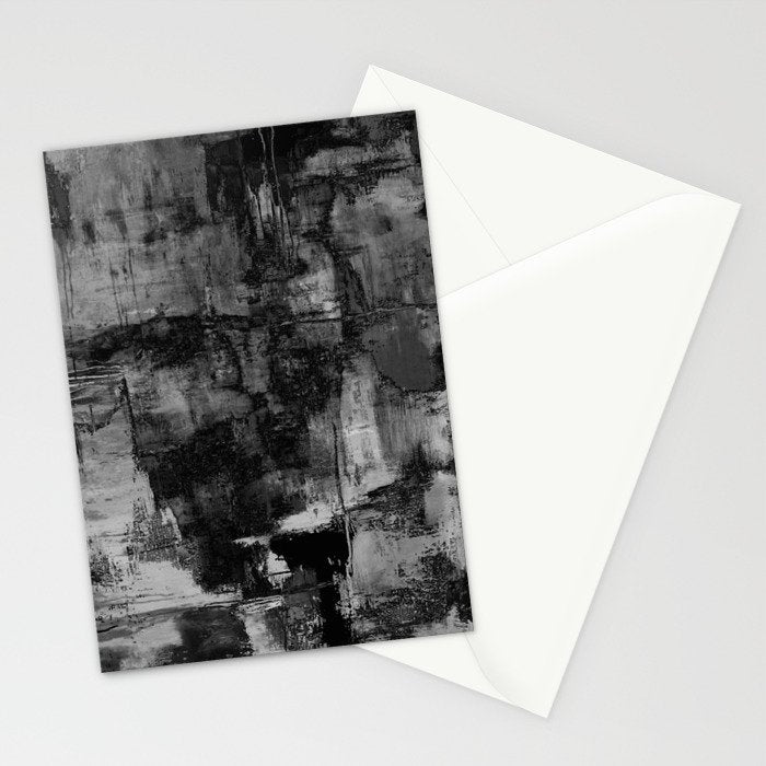 Crackled Gray - Black, white and gray, grey textured abstract Stationery Card Gallery Image 2