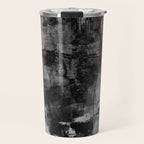 Crackled Gray - Black, white and gray, grey textured abstract Travel Mug Gallery Image 1