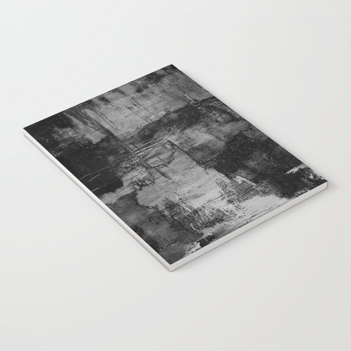 Crackled Gray - Black, white and gray, grey textured abstract Notebook Gallery Image 3
