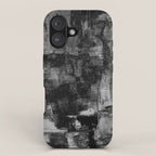 Crackled Gray - Black, white and gray, grey textured abstract iPhone Case Gallery Image 1