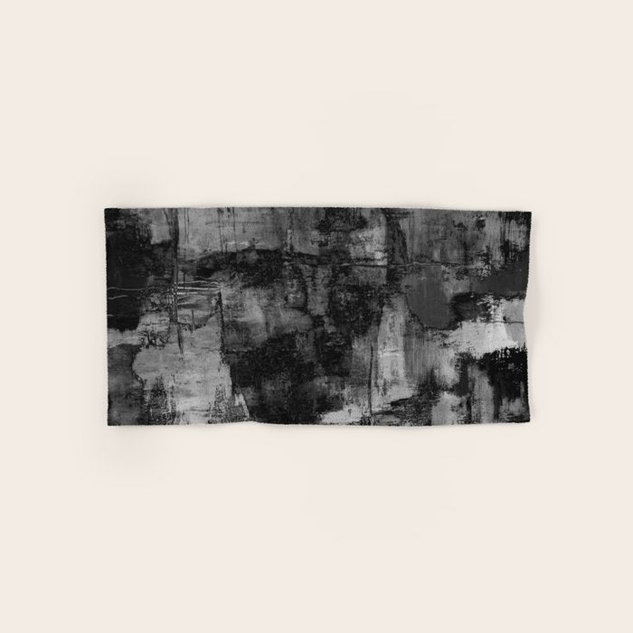 Crackled Gray - Black, white and gray, grey textured abstract Bath Towel Gallery Image 1